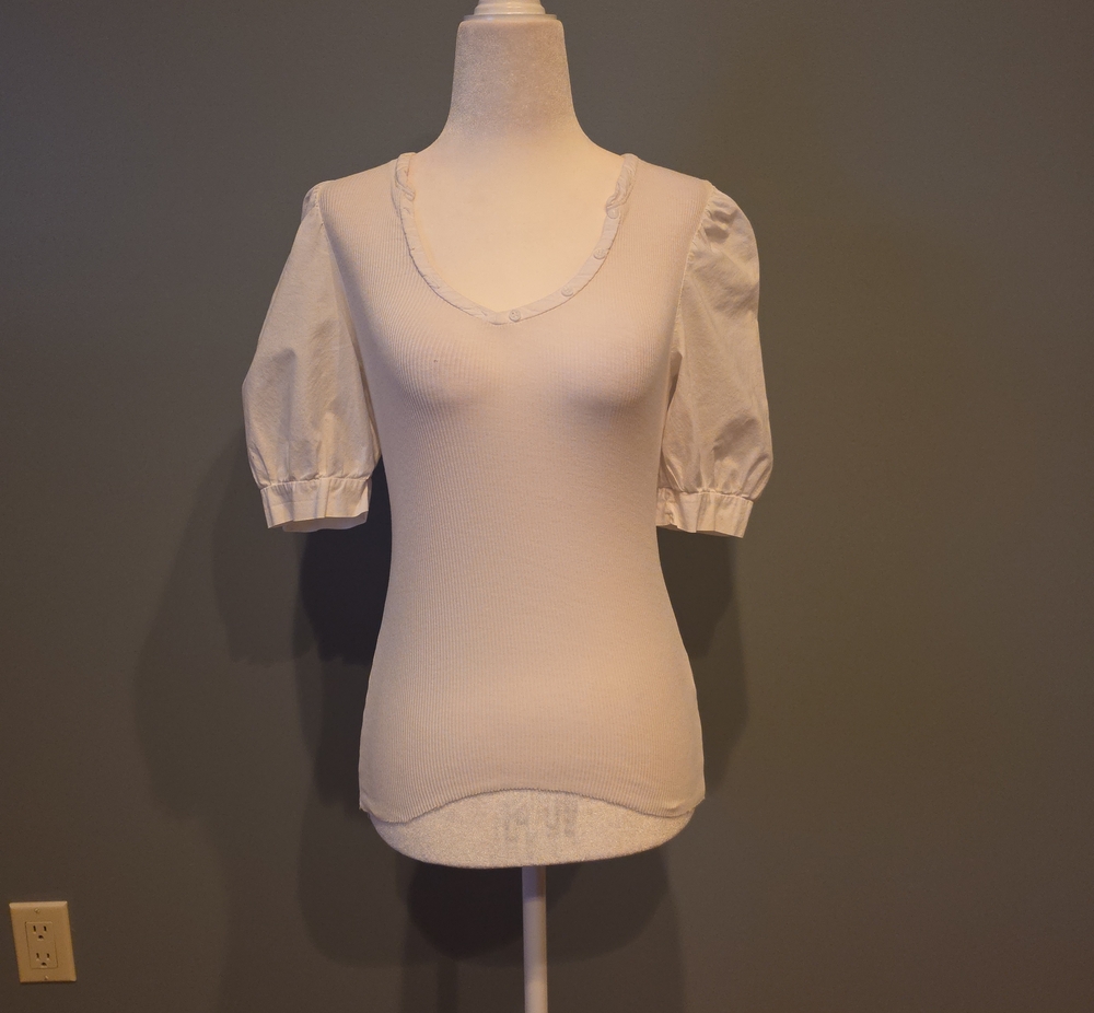 Nation LTD Women's Ribbed Top With Puffy Sleeve Size XS
